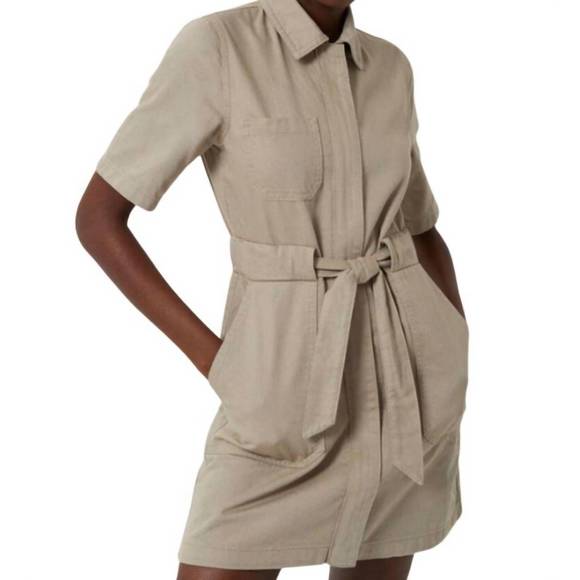 NEW FRENCH CONNECTION denim dress in truffle - Picture 2 of 3